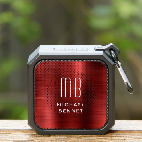 Elegant Monogram Red Bluetooth Speaker