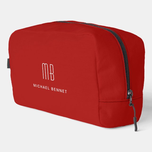 Elegant Monogram Red Dopp Kit (Right Corner)