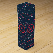 Elegant monogram red pastel gray berry pattern