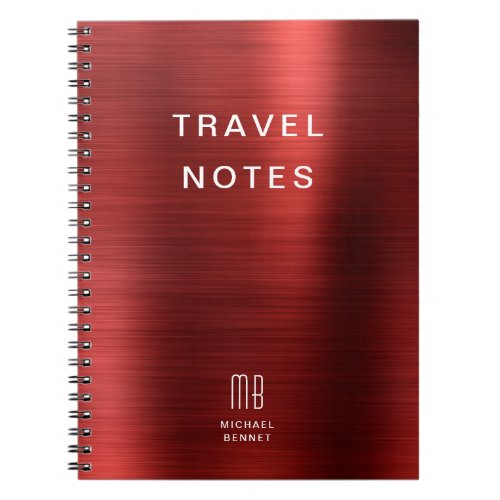 Elegant Monogram Red Travel Notebook
