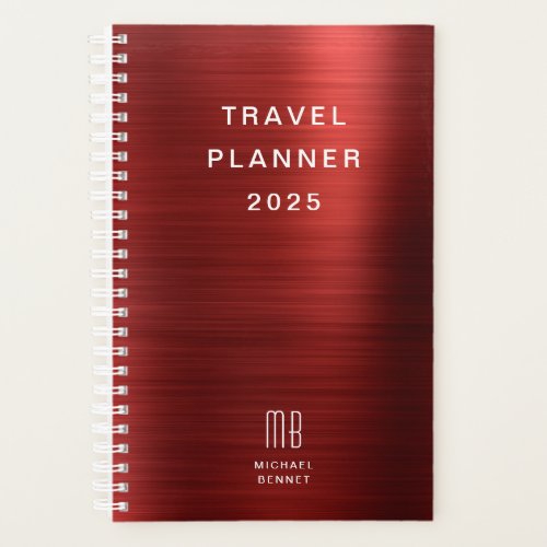 Elegant Monogram Red Travel Planner