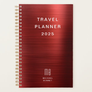 Elegant Monogram Red Travel Planner