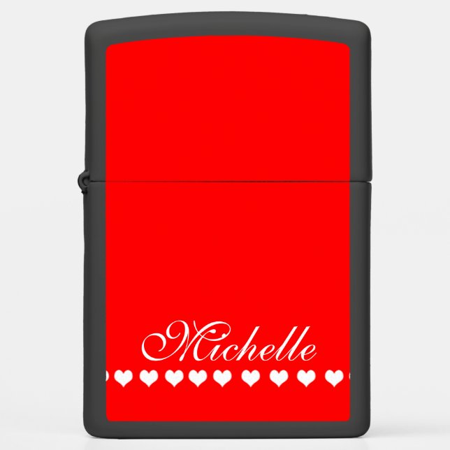 Elegant Monogram RED Zippo Lighter (Front)