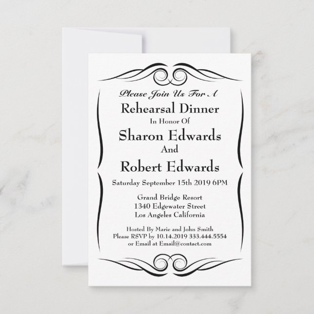 Elegant Monogram Rehearsal Dinner Invitation (Front)
