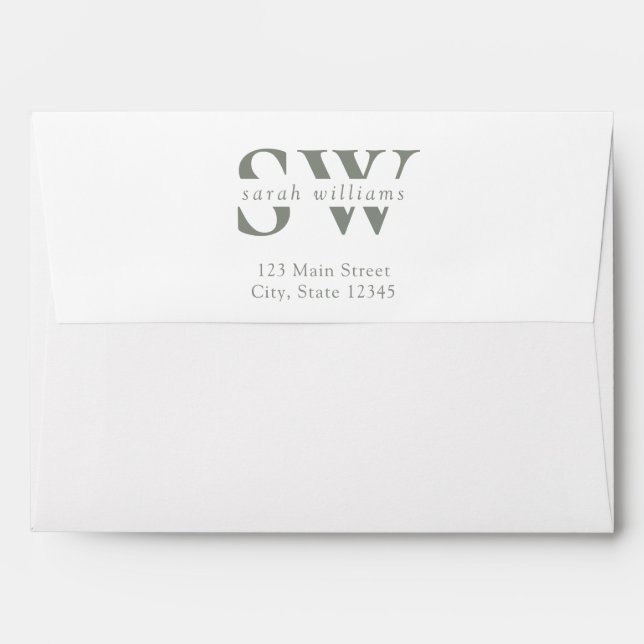 Elegant Monogram Return Address Envelope (Back (Top Flap))