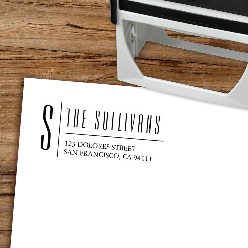 Elegant Monogram Return Address Self_inking Stamp