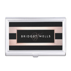 D!   esign Your Own Or Browse And Shop For Wallets And Purses - elegant monogram rose gold and black stripes business card holder at zazzle