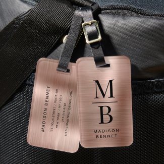 Elegant Monogram Rose Gold Brushed Metallic