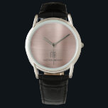 Elegant Monogram Rose Gold Brushed Metallic Watch<br><div class="desc">Personalized Elegant Monogram Rose Gold Brushed Metallic Watch.</div>