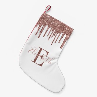 Elegant Monogram Rose Gold Glitter Drips