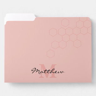 Elegant Monogram Rose Gold Hexagon File Folder