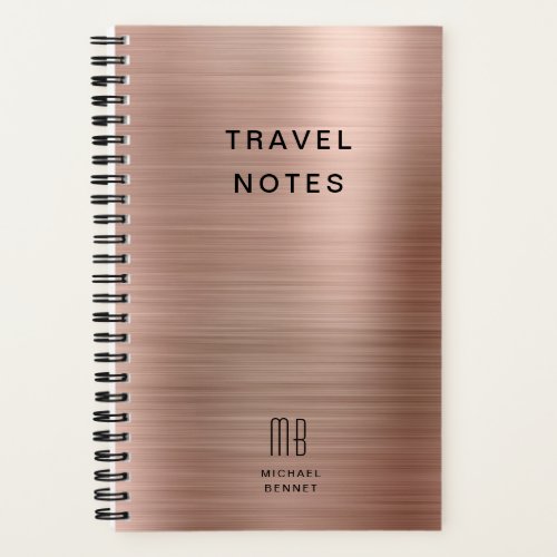 Elegant Monogram Rose Gold Travel Notebook