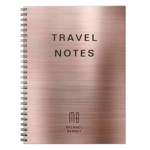 Elegant Monogram Rose Gold Travel Notebook
