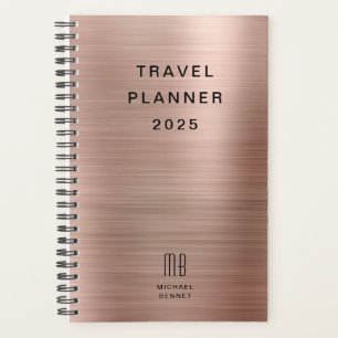 Elegant Monogram Rose Gold Travel Planner