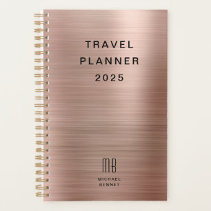 Elegant Monogram Rose Gold Travel Planner