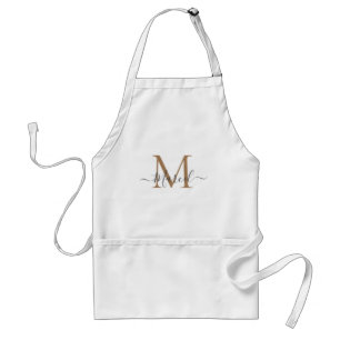 Elegant Monogram Rose pink Glitter Adult Apron