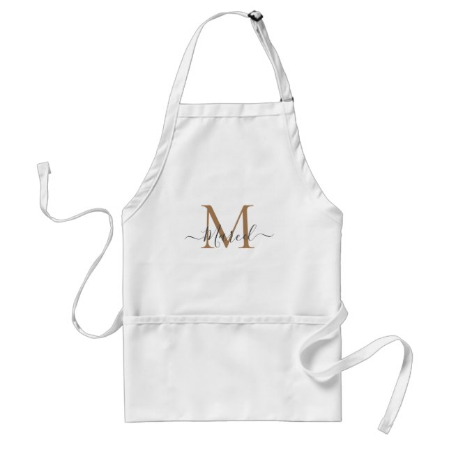 Elegant Monogram Rose pink Glitter Adult Apron (Front)