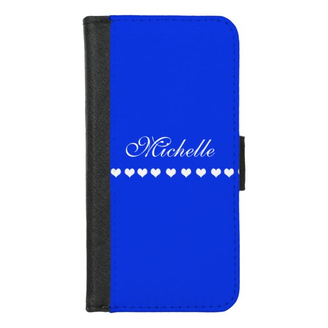 Elegant Monogram Royal Blue iPhone Wallet Case (Front)