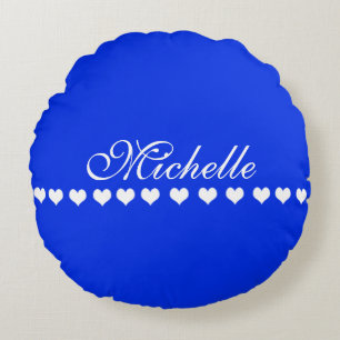 Elegant Monogram Royal Blue Round Pillow
