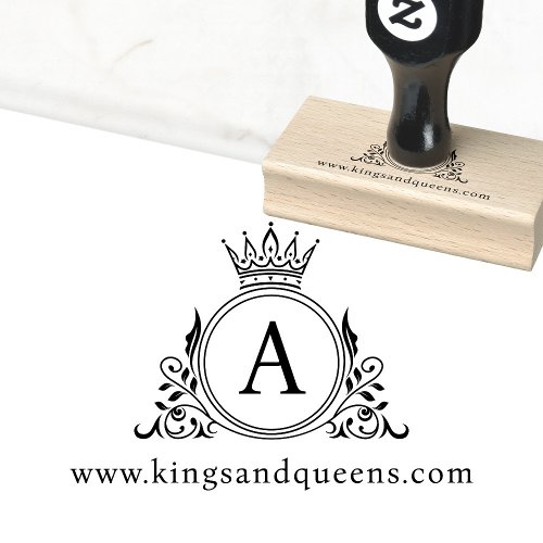 Elegant Monogram Royal Crown Logo Rubber Stamp