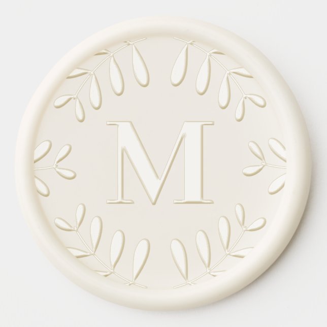 Elegant Monogram Rustic Leaves Wax Seal Sticker (Front)