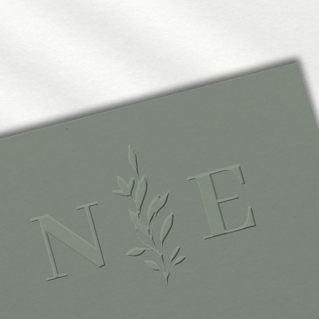 Elegant Monogram Rustic Wedding Greenery Embosser (Stylishly Personalize with Your Custom Monogram Initials.)
