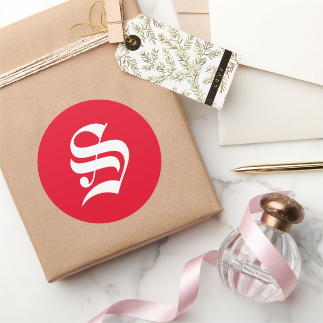 Elegant Monogram S Classic Round Sticker (Gifting)