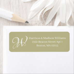 Elegant Monogram sage green custom Return Address Label