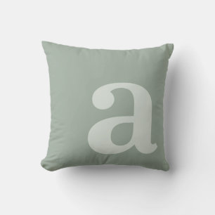 Elegant Monogram Sage Green Letter Initial Throw Pillow