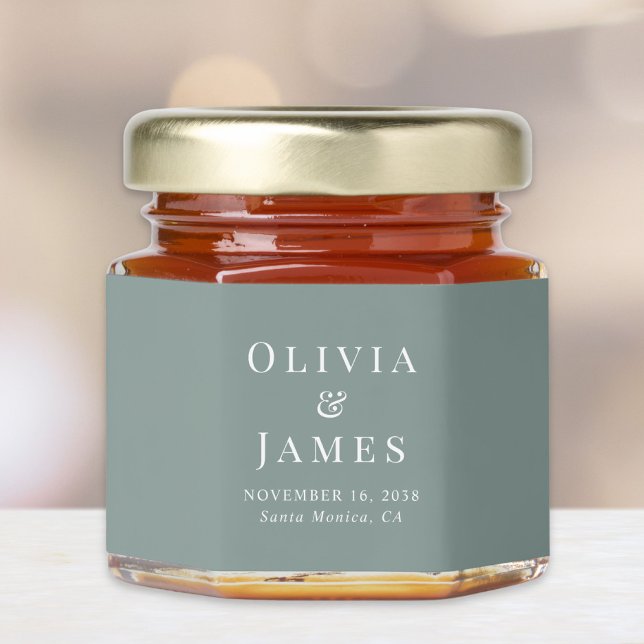 Elegant Monogram Sage Green Wedding Honey Jar Favors (Creator Uploaded)
