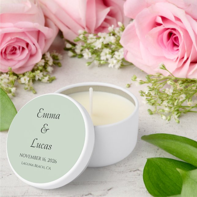 Elegant Monogram Sage Green Wedding Mini Candle Favors (Insitu (Wedding))
