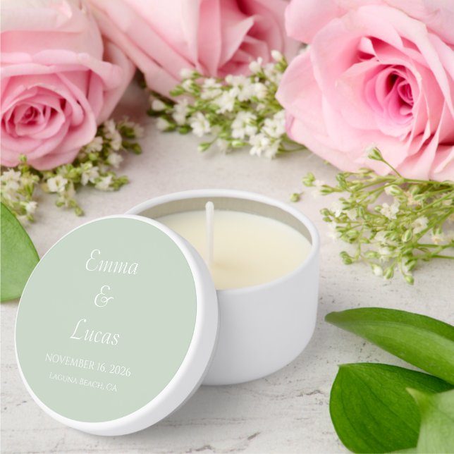 Elegant Monogram Sage Green Wedding Mini Candle Favors (Insitu (Wedding))