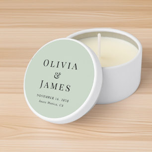 Elegant Monogram Sage Green Wedding Mini Candle Favors