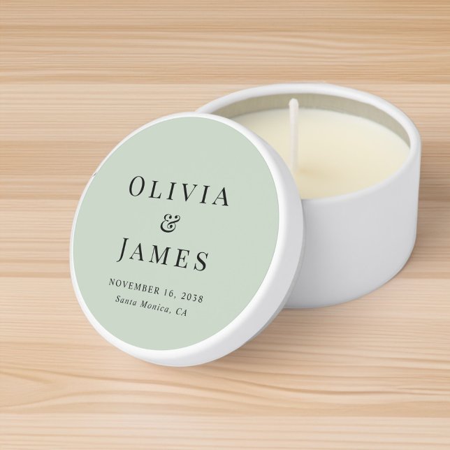 Elegant Monogram Sage Green Wedding Mini Candle Favors (Creator Uploaded)