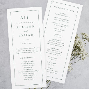 Elegant Monogram Sage Green Wedding Program