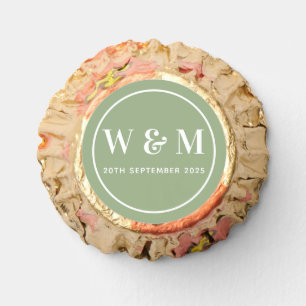 Elegant Monogram Sage Green Wedding Sweets Reese's Peanut Butter Cups