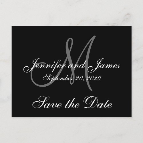 Elegant Monogram Save the Date Announcement Postcard