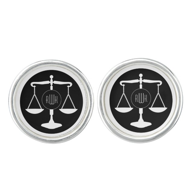 Elegant Monogram | Scales of Justice Cufflinks (Front)