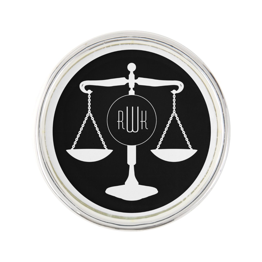 Elegant Monogram Scales of Justice Lapel Pin Zazzle