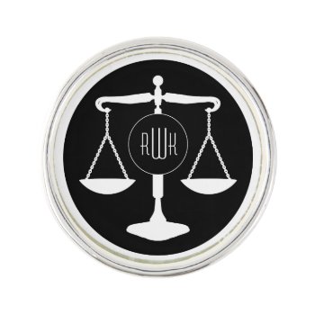 Elegant Monogram | Scales Of Justice Lapel Pin by wierka at Zazzle