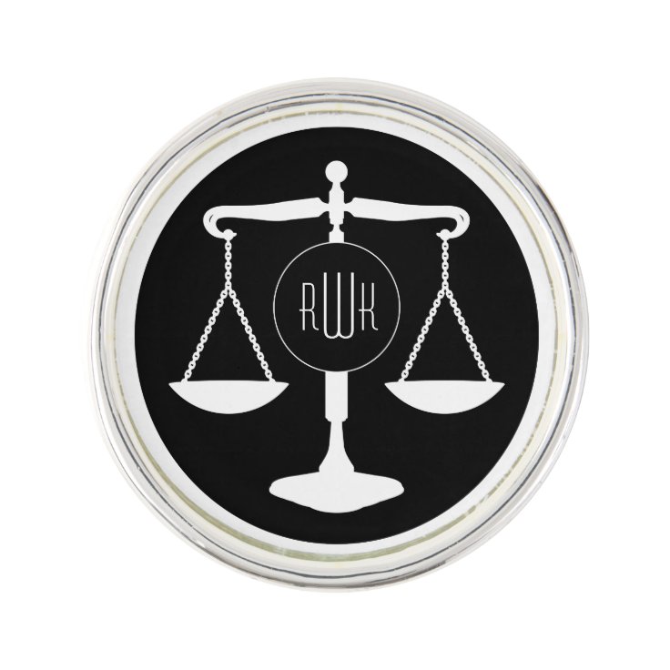 Elegant Monogram Scales of Justice Lapel Pin Zazzle
