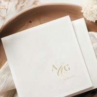 Elegant Monogram Script Ampersand Wedding Gold Foil Napkins