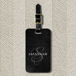 Elegant Monogram Script Blush Pink Cute Leather Luggage Tag<br><div class="desc">Elegant grey black printed leather luggage tag with your custom monogram in a swirly script calligraphy font with your name in a modern black and white type design.</div>