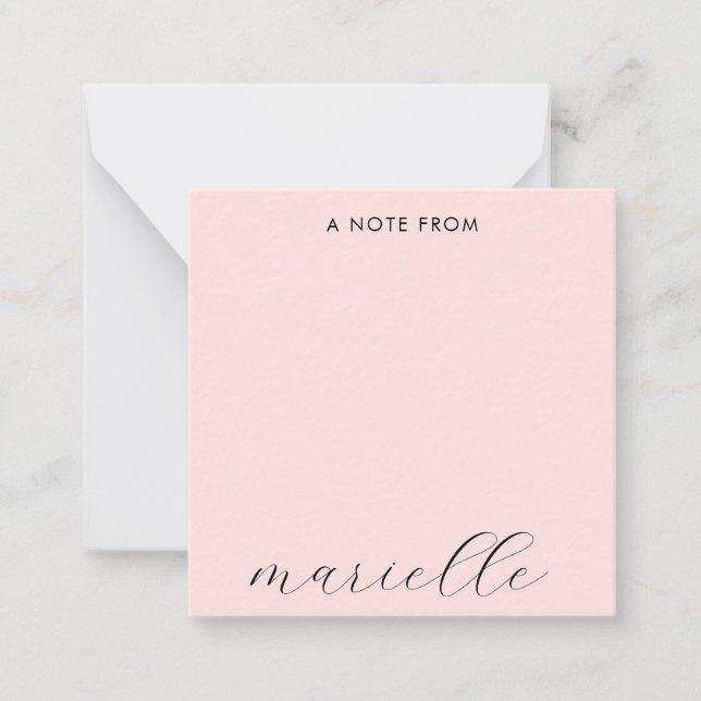 Elegant Monogram Script Blush Pink Note Card (Front)
