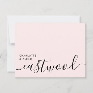 Elegant Monogram Script Blush Pink Note Card