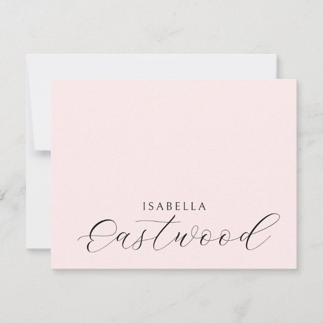 Elegant Monogram Script Blush Pink Note Card (Front)