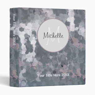 Elegant Monogram Script Gray Pink Personalize 3 Ring Binder