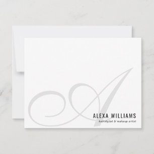 Elegant Monogram Script Initial Simple Business Note Card