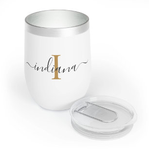 Elegant Monogram Script Minimalist Personalized Thermal Wine Tumbler