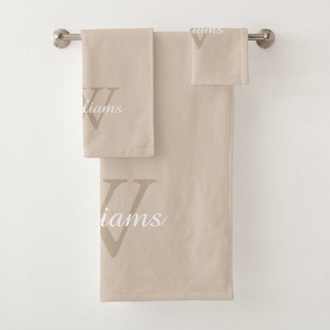 Elegant Monogram Script Name Bath Towel Set (Insitu)